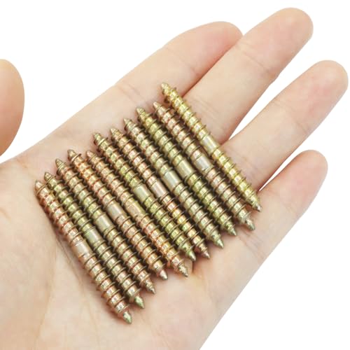 20 piezas tornillos tirafondo para madera M6x50mm doble punta, auto roscantes para ensamblaje de muebles miniatura 4