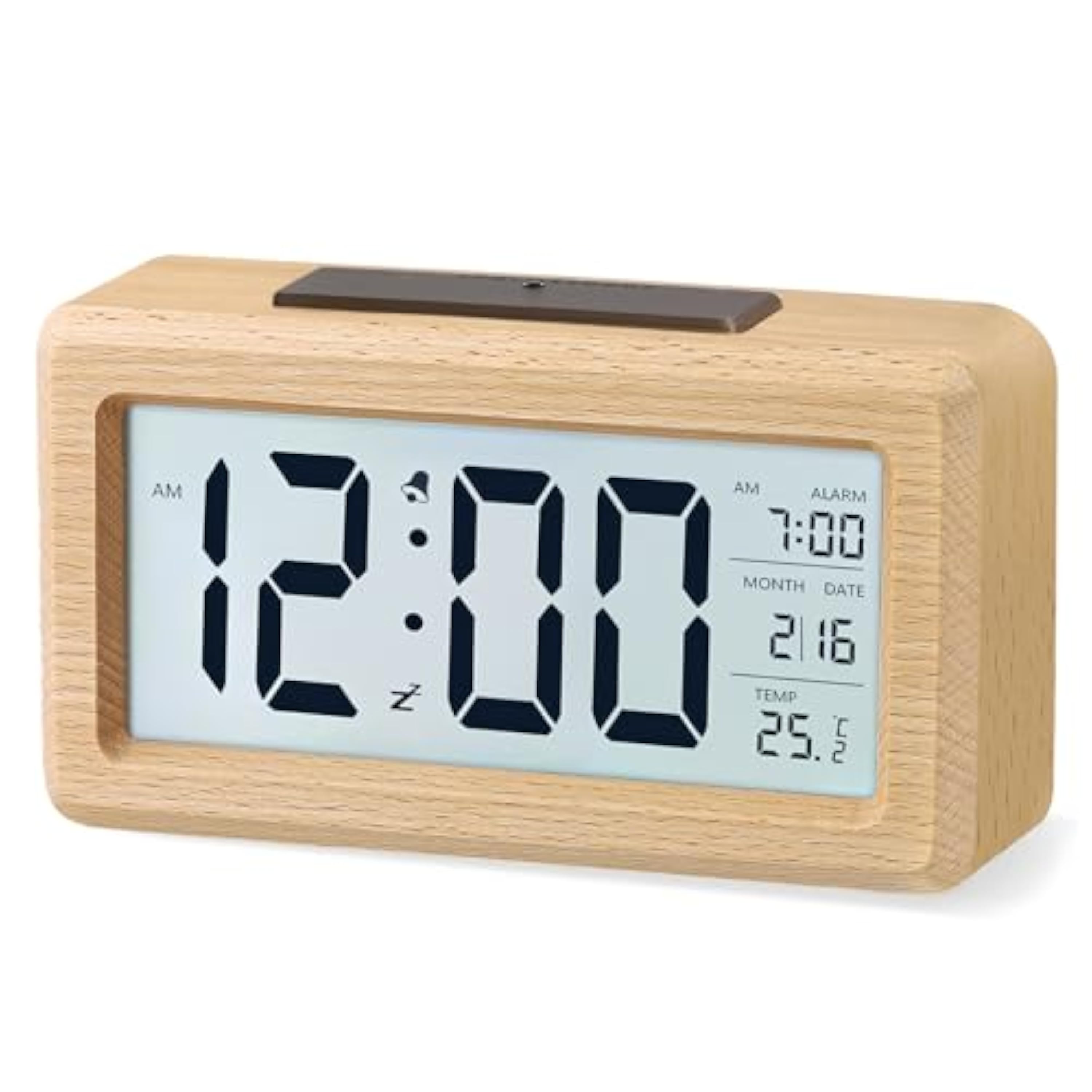 aboveClock Reloj Despertador Digital, Despertador con Pantalla LED de Temperatura, Pantalla Grande, Reloj Despertador Pilas Brillo Regulable, Función Snooze【3 × AAA Baterías Necesarias】