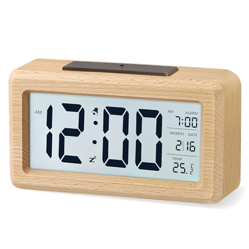 aboveClock Wecker Digital, Holz mit Sensore Moduls, Tischuhr mit Großer...