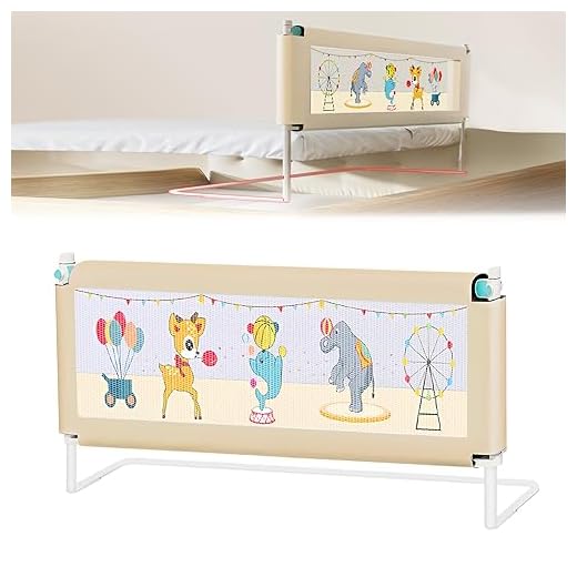 Journeyside Barrera de Cama Portatil y Extensible, Barrera de Cama para Bebé, Barandilla de Cama para Niños Anticaída con Elevación Vertical/Ajustable En Altura/Doble Cierre De Seguridad/ (150cm)