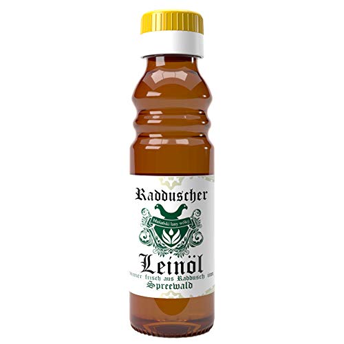 Aceite de linaza original de la marca Spreewald Village prensado en frío, sin filtrar, 100% natural y natural - Aceite de linaza Omega 3 - Producto natural puro del bosque Spreewald (100 ml)
