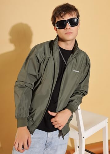 Image of Dollar Men's Polyester Solid Windcheater Jacket With Zipper Pockets