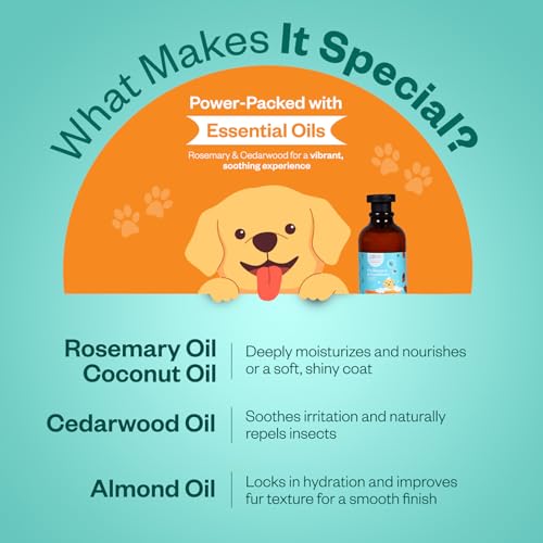 Image of 2-in-1 Pet Shampoo & Conditioner - Rosemary & Cedarwood Oil - 300ml| Soft & Shiny Coat | Anti-Shedding & Odor Control| Fleas & Ticks Dog & Cat Shampoo| Gentle Puppy & Adult Pet Wash