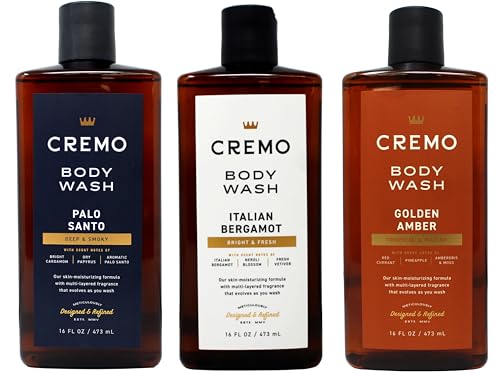 Cremo Body Wash Set, 16 FL OZ - Palo Santo, Italian Bergamot, Gol...