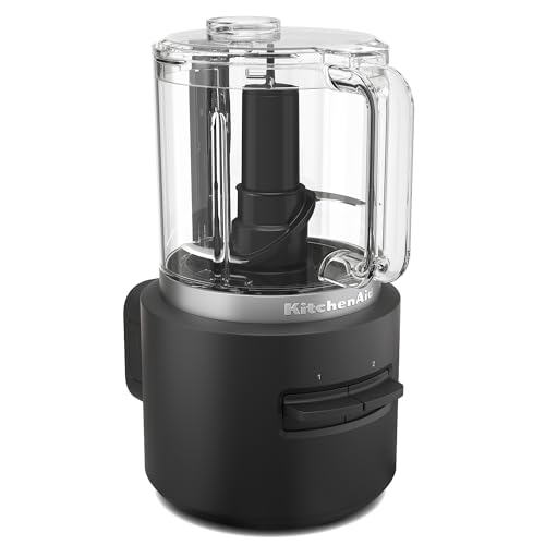 Kitchenaid Picadora Eléctrica sin cable I Kitchenaid Go I Procesador de Alimentos Portátil para Procesar Frutas, Verduras, Carne Cruda y Más en Muy Poco Tiempo I 1,18 L I Con Batería I Negro