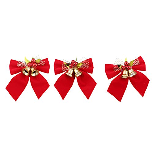 Amosfun – Decoração de sinos com laço de árvore de Natal com sinos, decoração para pendurar na árvor