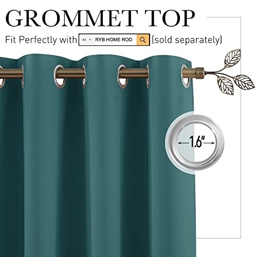 Image of RYB HOME Room Divider Curtains Thermal Insulated Room Darkening Privacy Panels Noise Reduce Home Partitions for Fitting Room Shortage Backdrop, 9 ft Tall x 10 ft Wide, Teal, 1 Panel