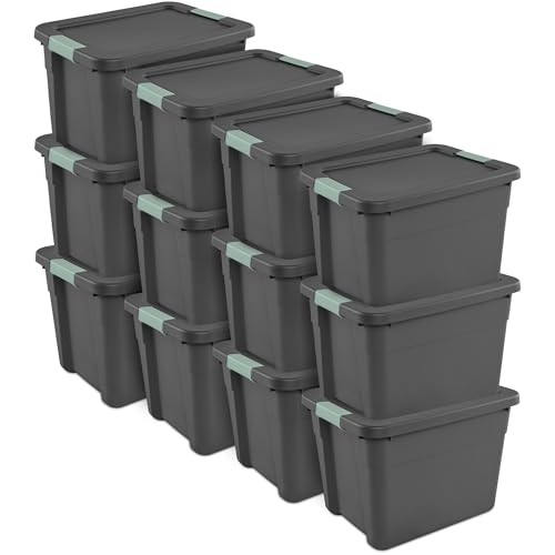 Image of Sterilite Latch Tote Storage w /Lids for Home & Office, 12 Gallon, 12-Pack