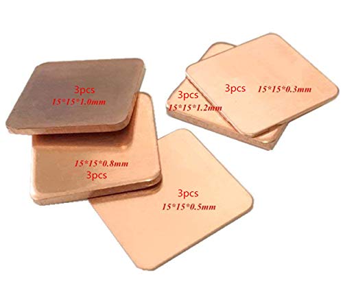 OdiySurveil(TM) 15Pack 5-Size 15x15mm IC Chipset GPU CPU Thermal Heatsink Copper Pad