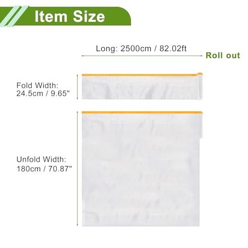Image of Pre-Taped Masking Film Plastic Cover PE Film Natural Fiber Material 1 Pc 2500x180cm / 82.02ftx70.87 inch White Orange