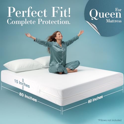 Image of Utopia Bedding Waterproof Zippered Mattress Encasement - Bed Bug Proof Mattress Cover - Queen by Utopia Bedding