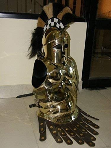 NauticalMart Greek Corinthian Helmet With Muscle Armor In Brass Finish