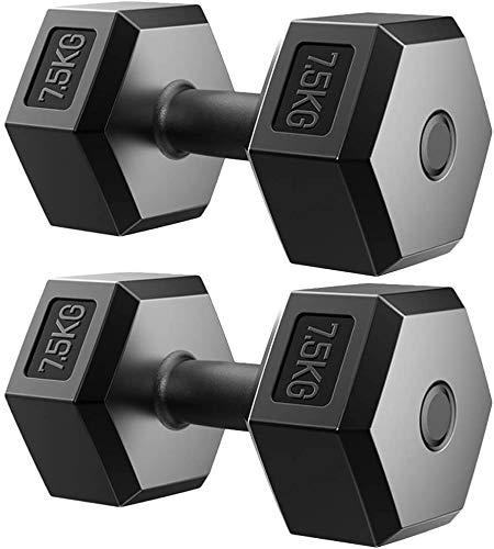 VOSAREA Un Set de 2 Piezas Mancuernas Hexagonales con Revestimiento Antideslizante para Gimnacio Fitness (2 x 2.5kg, 5kg, 7.5kg, 10kg)