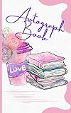 Autograph Book: Pink coffee cup and stack of books
