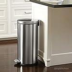 simplehuman 30 Liter / 8 Gallon Round Step Trash Can, Brushed Stainless Steel - Image 2