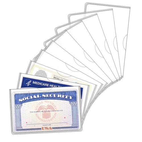 10 Pack Social Security Card Holder Medicare Card Protector Sleeve Clear PVC Sleeves Waterproof Plastic Credit Card Sleeves Cover for Credit Business Id Debit Cards