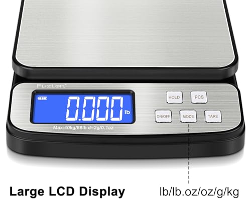 fuzion digital shipping postal scale - 88lb x 01oz stainless steel platform 5 units holdtarepcs counting easy calibration large lcd scale for packages all-in-1 shipping scale