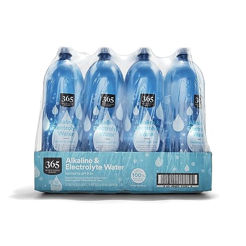 365 by Whole Foods Market, Alkaline and Electrolyte Water, 1.5L 100% Recycled Plastic Bottles, 12 Pack