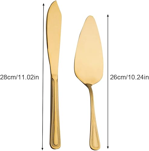 Miniatura 7 de ZEENEEK Juego de cuchillos y servidores para tartas de boda 2 piezas de acero inoxidable dorado juego de cortar tartas utensilios de servir para