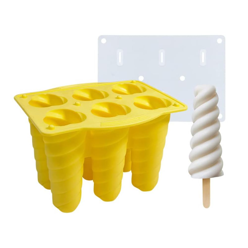 CTRLZS 2PCS Silicone Molds Homemade Ice Cream Molds for Kids Food Grade Maker Easy to Clean,Yellow