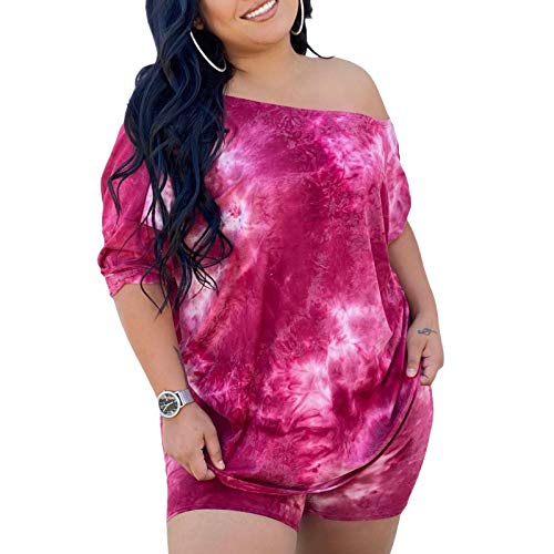 Women's Plus Size Clothes Set Summer Oversized T Shirt Bodycon Biker Shorts Tracksuit Set 2 Piece Outfits Set (Purple- tie dye Print, 3X_l) Women's Plus Size Clothes Set Summer Oversized T Shirt Bodycon Biker Shorts Tracksuit Set 2 Piece Outfits Set (Purple- tie dye Print, 3X_l)