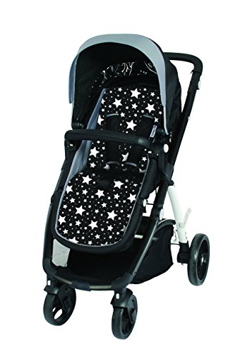 Almofada Para Carrinho Comfi Cush Estrelas, Clingo, Preto E Branco