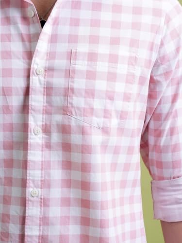 Image of Highlander Men's Slim Fit Checks Shirt | Full Sleeves | Regular Collar | Casual Shirts for Men