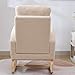 Krinana Nursery Rocking Chair with Solid Wood Legs, Glider Chair for Nursery with Side Pocket, Rocker Armchair for Living Room Bedroom (Beige, Teddy)