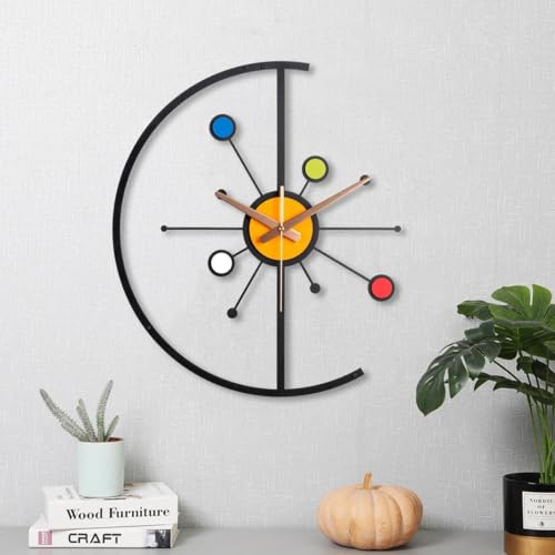 Image of Stylish Metal Wall Clock for Living Room, Bedroom, Office, Kitchen, Home and Hall | Antique Fancy Big Size Modern Wall Watch for Home Decor (Style-38, 60 CM)