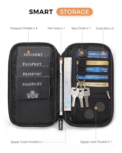Family Passport Holder Organizer, RFID Blocking Travel Document Case, Lightweight Large Passport Cover Case Waterproof Bag Document Organizer for Women & Men - Image 3