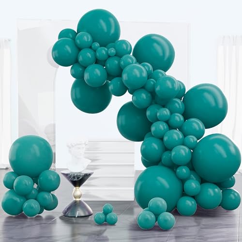 Image of PartyWoo Slate Blue Balloons 100 pcs Different Sizes of 18 12 10 5 Inch Dusty Blue Green Boho Dark Teal Balloon Arch Kit Garland for Graduation Baby Shower Birthday Party Decorations Blue-F22