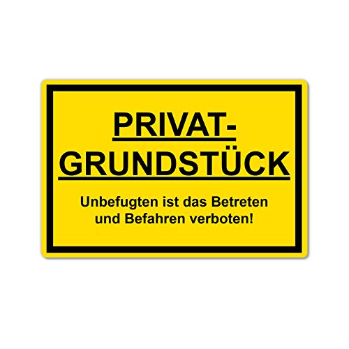 STROBO Privatgrundstück Unbefugten ist das Betreten und Befahren verboten! Hinweisschild | Stabile 3mm Hartschaumplatte als 30x20cm Schild mit UV-Schutz für den Außenbereich
