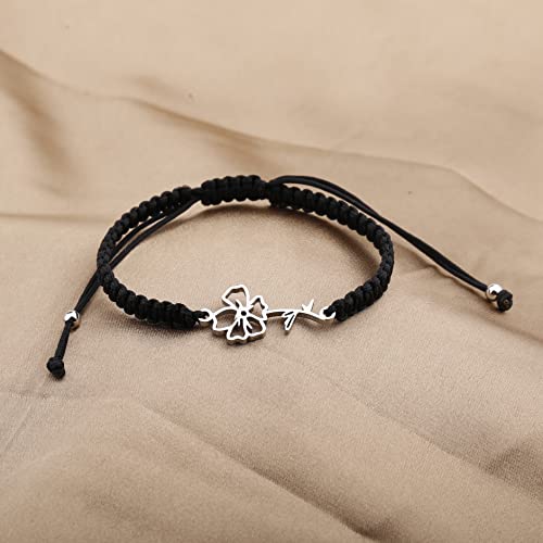 12 Months Birth Flower Braided Rope Bracelet Gift for Her3