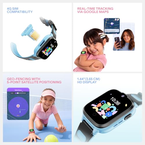 Image of boAt Sailor Nav Kids Smartwatch with 2-Way Video & Voice Calling, Real Time Location Monitoring via Google Maps, Geofencing, 4G SIM Compatible, Parental Control, SOS, Smartwatch for Boys (Sky Blue)