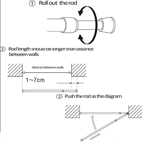 Tringle rideau douche télescopique sans perçage ajustable multi-taille