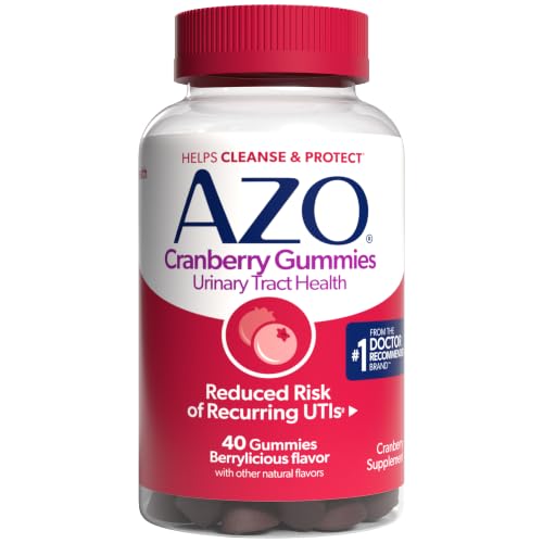 AZO Cranberry Urinary Tract Health Gummies Dietary Supplement 2 Gummies = Glass Cranberry Juice Helps Cleanse Protect Natural Berrylicious Flavor Gummies Non-GMO 40 Count