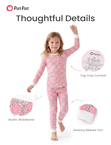 Image of PATPAT Toddler & Kids Pajama Sets with Bamboo Viscose, Snug Fit Pjs for Girls, All-Season Comfort Sleepwear, Ages 2-12 Years