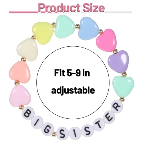 2 Pcs Big Sister Bracelet Colorful for Little Sister Announcement Daughter Niece Charm Birthday Christmas Halloween New Year Gift2
