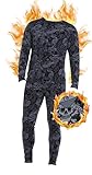 ED HARDY 2 Piece Mens Thermal Underwear Set, Graphic Fleece Lined Long Underwear Mens Base Layer Shirt Long Johns, Winter Inner Pants Top, Spider, XL