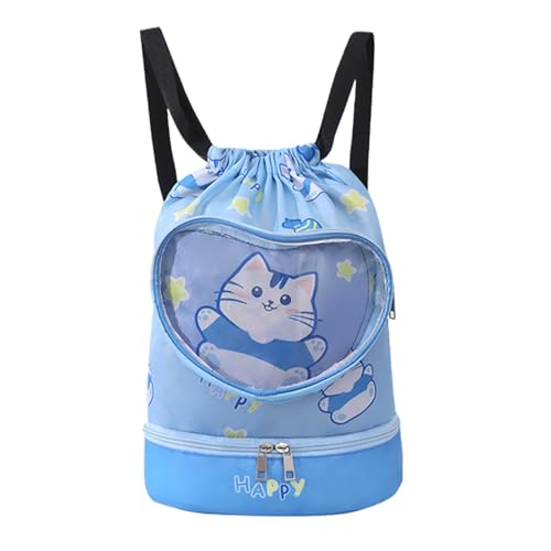 Mochila Natación Niños | Mochila Impermeable para Playa con Compartimento Seco/Húmedo | Bolsa Ligera con Cordón y Diseño Infantil para Piscina, Viajes, Escuela, Campamento, Deportes y Gimnasio