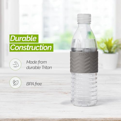 Copco Hydra Water Bottle with Spill-Resistant Lid, 16.9 oz - Reusable Tritan Non-Slip Sleeve, Twist-Open Body - BPA-Free, Leak-Proof, Durable & Portable for Gym, Office, School (Gray)
