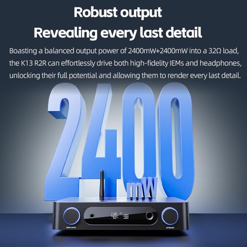 Image of FiiO K13 R2R Desktop DAC & Headphone Amp, High-Fidelity 24Bit R2R DAC, Powerful 2400mW Output, LDAC Bluetooth Streaming, Dual Power Supply, 10-Band PEQ, Balanced XLR & RCA Audio Output (Silver)