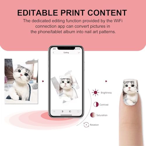 Portable Nail Printer with Metal Shell - Fast 30s Printing, WiFi Picture Upload for Home & Professional Use - Perfect for Manicures (Black)