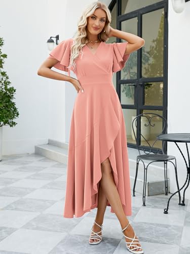 Image of ZZV Formal Dresses for Women Gowns Evening V Neck Wedding Guest Dresses