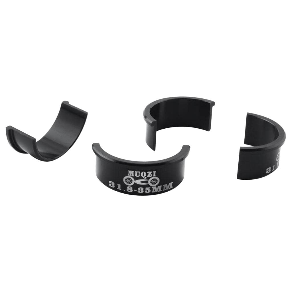 LoveinDIY 4Pcs 31.8mm to 35mm Bike Handlebar Alloy Shim Part Replacement Accessory - Black