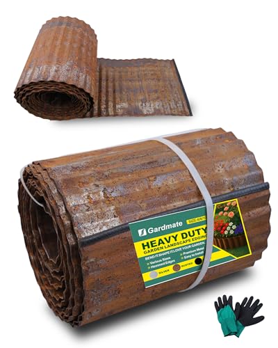Corrugated Metal Garden Edging, Sturdy Rusty Garden Edging Border for