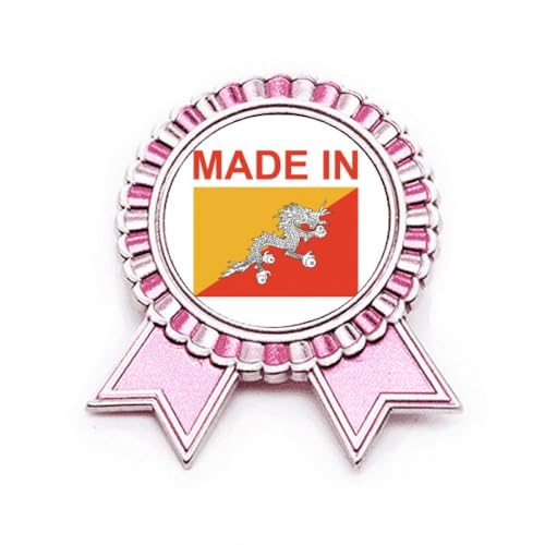 Broche Bhoutan Country Love en métal rose taille M pour vêtement
