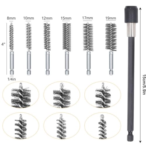 13 PCS Stainless Steel Bore Brush for Drill, 1/4