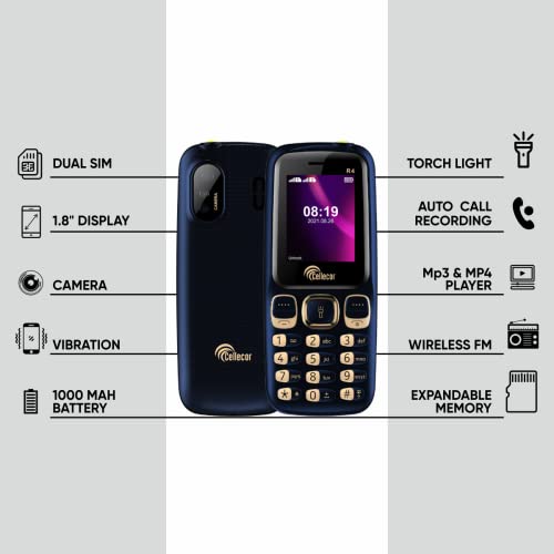Image of CELLECOR R4 Dual Sim Feature Phone 1000 mAH Battery with Torch Light, Wireless FM and Rear Camera (1.8 inch Display)