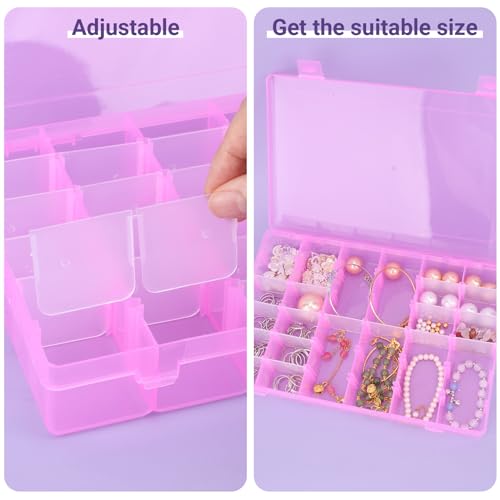 Image of False Nail Container, 36-Gird Plastic Nail Art Organizers Storage Box with Adjustable Dividers, False Jewelry Diamonds Charms Nail 3D Decorations Manicure Accessory Holder Case, 2 Packs